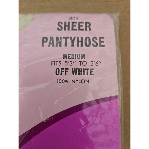 VINTAGE PARK AVENUE SHEER To Waist Pantyhose Size Medium #802 Off White - Picture 5 of 5